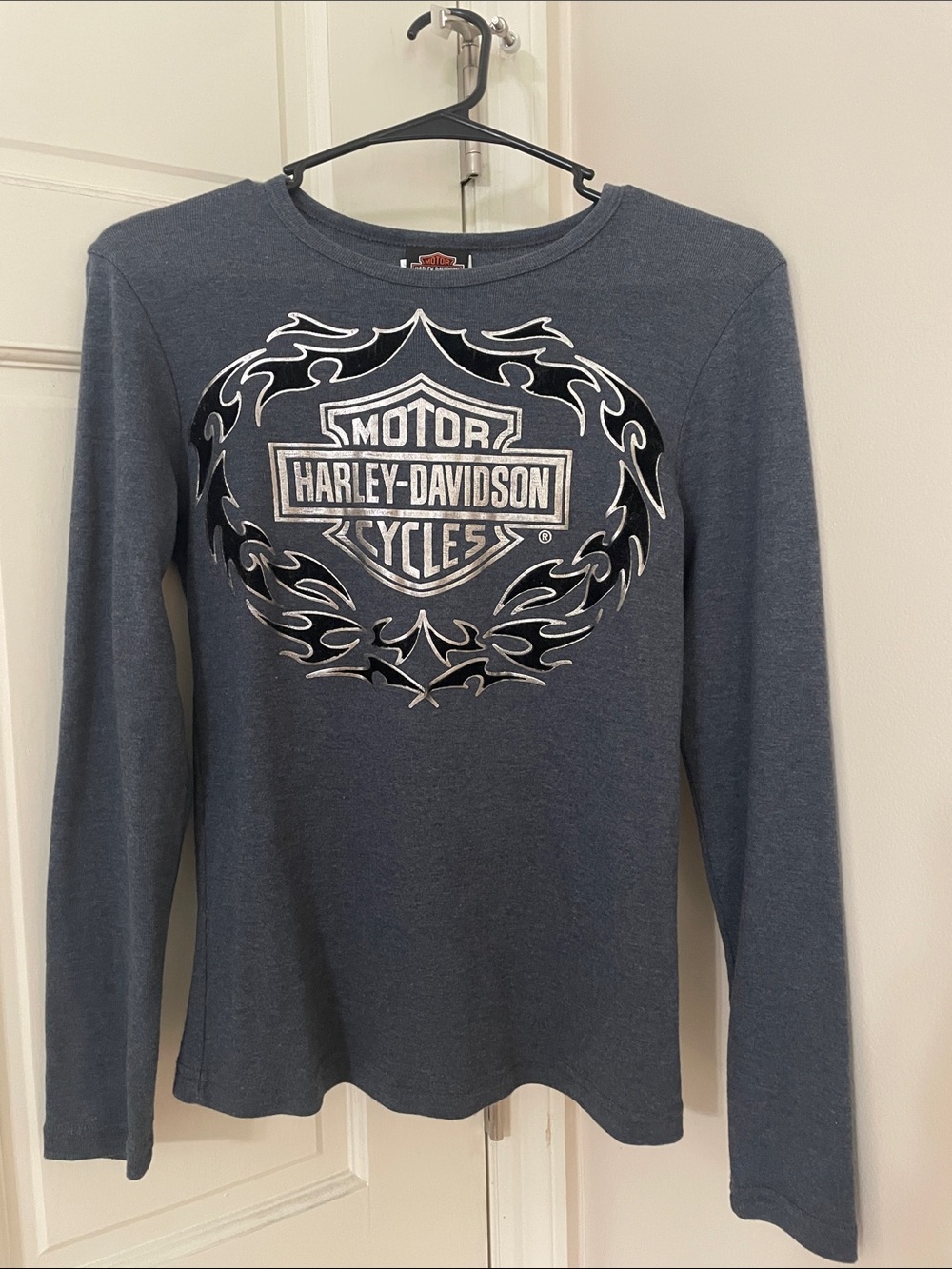 Harley-Davidson charcoal gray and silver Long Sleeve Logo Shirt